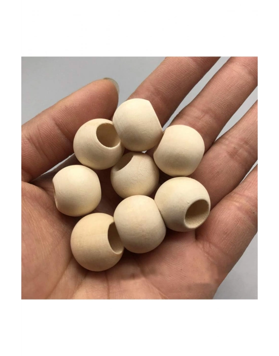 100 Gr (100 Adet) Ahşap Boncuk 15 mm çap x 10 mm Delik Doğal Yuvarlak Ahşap Makrome El İşi Çanta