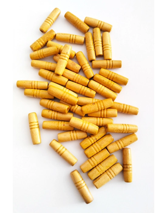100 Gr (225 Adet) Ahşap Boncuk 25 mm boy x 10 mm en Doğal Ahşap Makrome El İşi Çanta