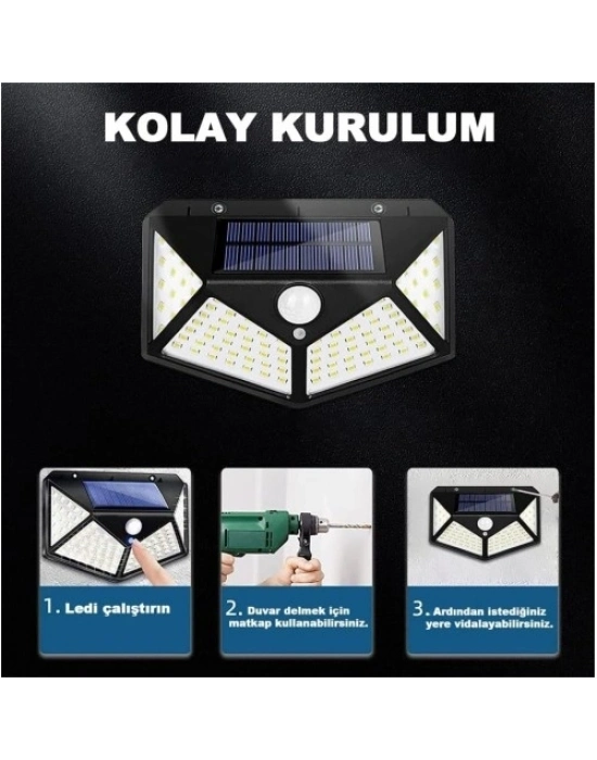 100 Led Dış Mekan Solar Aydınlatma Fotoselli Solar Lamba