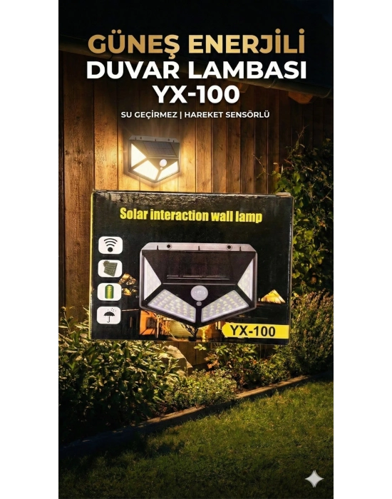 100 Led Dış Mekan Solar Aydınlatma Fotoselli Solar Lamba Hareket Sensörlü