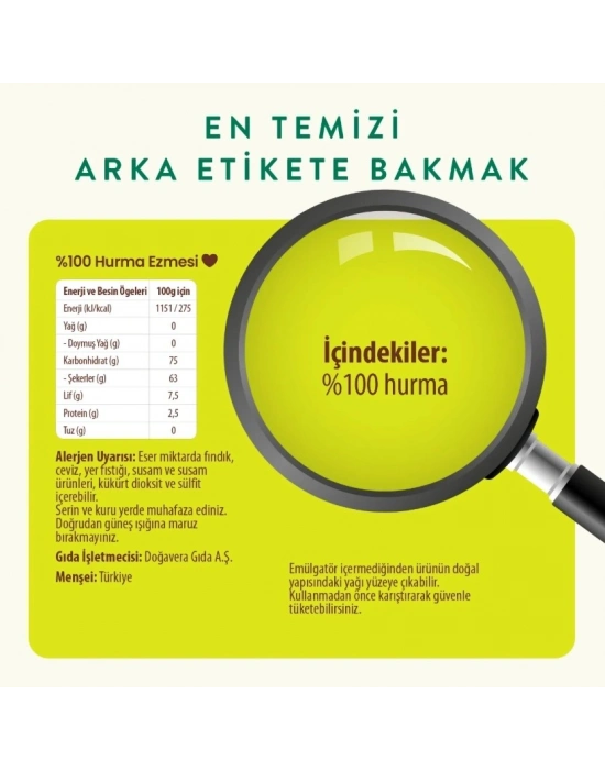 %100 Sade Hurma Ezmesi 400 Gr