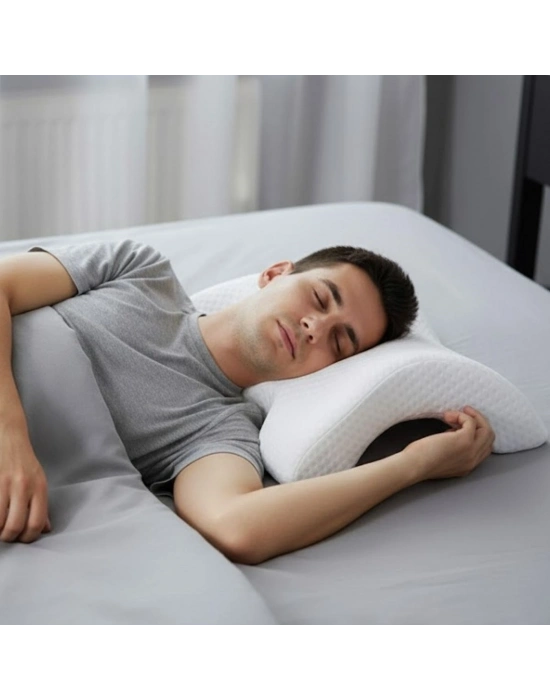 ®  % 100 Visco Kavisli Ortopedik Yıkanabilir Kumaş Kılıflı Bel Boyun Bacak Ağrıları İçin Yastık