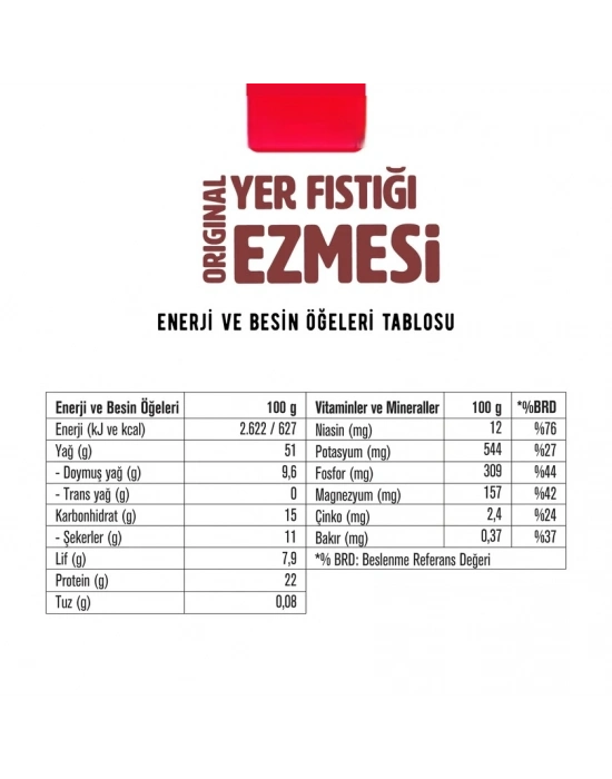 %100 Yer Fıstığı Ezmesi Original 315 Gr