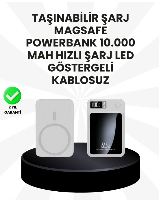 10000mAh Kapasiteli Manyetik USB-C ve Kablosuz Powerbank W09