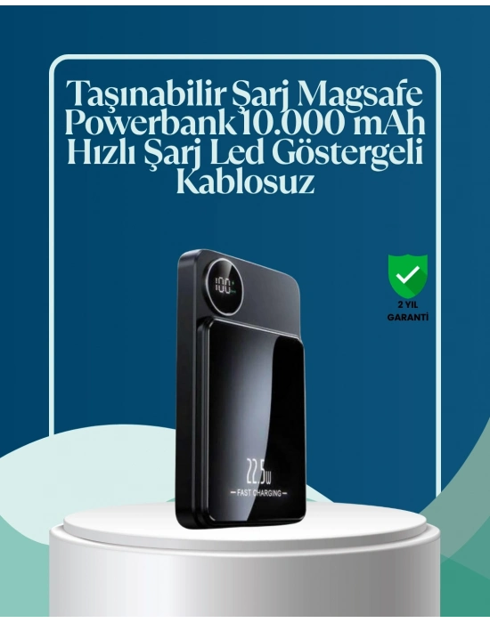 10000mAh Kapasiteli Manyetik USB-C ve Kablosuz Powerbank W09