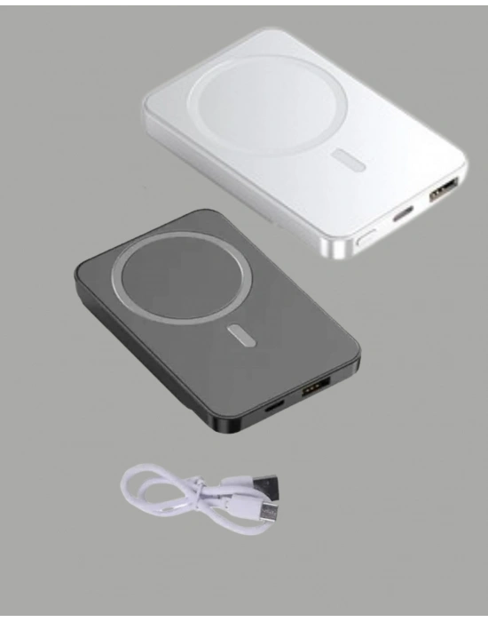 10000mAh Kapasiteli Manyetik USB-C ve Kablosuz Powerbank W09