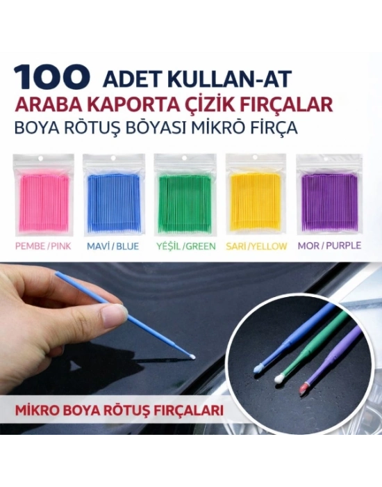 100’lü Mini Tek Kullanımlık Araba Rötuş Fırçası