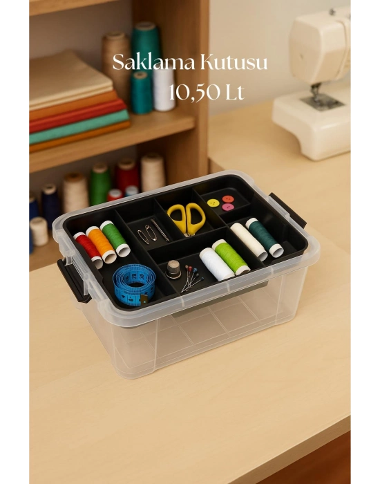 10,5 L Şeffaf Saklama Kutusu & Organizer Düzenleme Kutusu