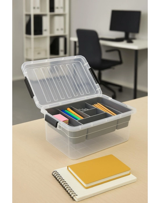 10,5 L Şeffaf Saklama Kutusu & Organizer Düzenleme Kutusu