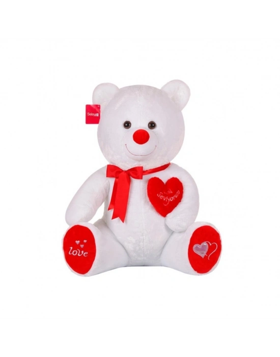 1054B  Tıkıl Ayı 70 cm Beyaz-Selay Oyuncak