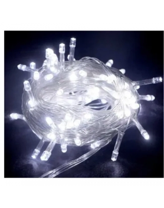 10m 100 Led Boncuk Lamba Beyaz Işık Şeffaf Kablo