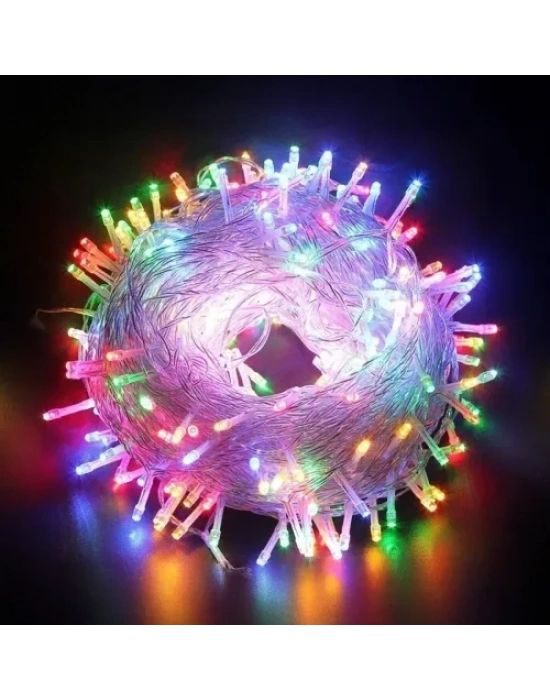 10m 100 Led Boncuk Lamba RGB Işık Şeffaf Kablo