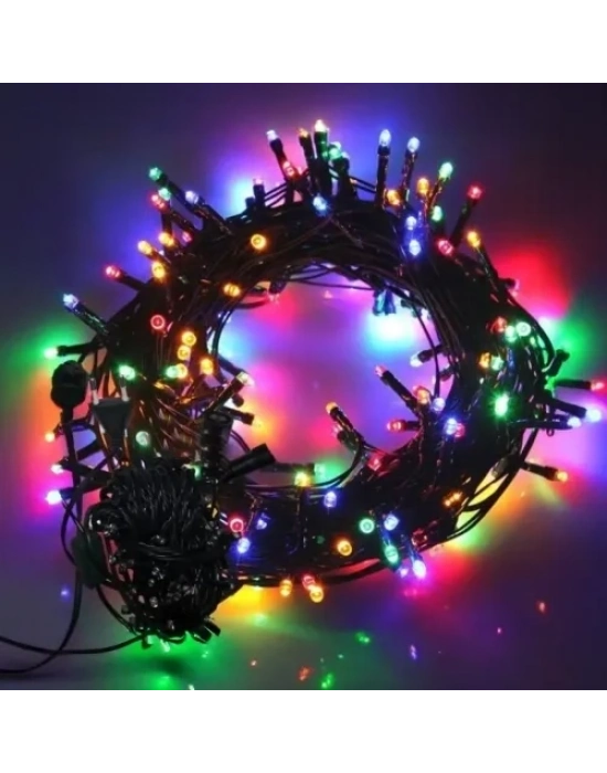 10m 100 Led Boncuk Lamba RGB Işık Siyah Kablo