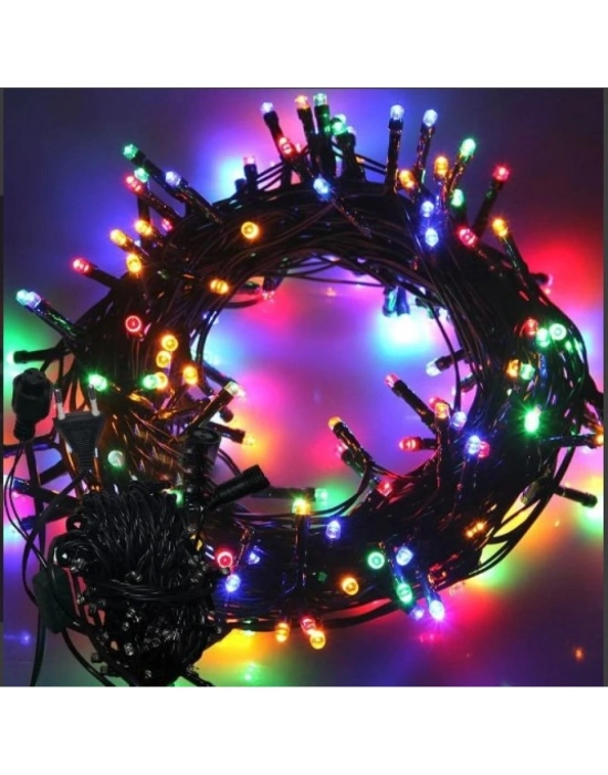 10m 100 Led Boncuk Lamba RGB Işık Siyah Kablo