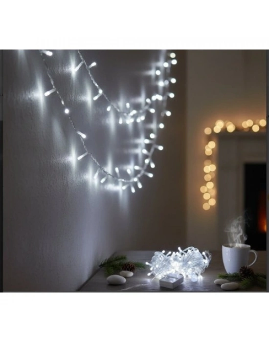 10m 100 Led Damla Uçlu Beyaz Işık Şeffaf Kablo MZ-17-1