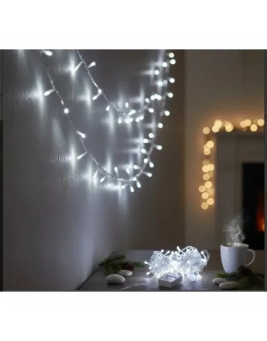 10m 100 Led Damla Uçlu Beyaz Işık Şeffaf Kablo MZ-17-1
