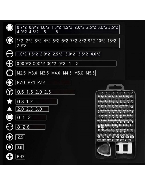 ®  115 in 1 Hassas Tornavida Onarım Alet Manyetik Sürücü Kitli Elektronik Hassas Tornavida Seti