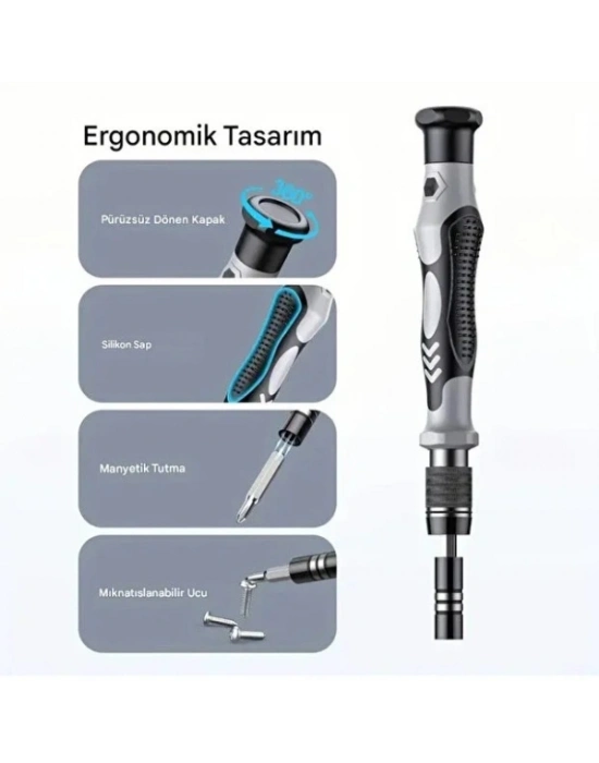 115 Parça Manyetik Uçlu Hassas Tornavida Seti