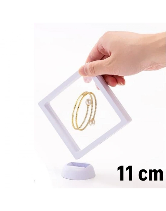 ®  11x11cm Standlı 3D Takı Ziynet Hatıra Koleksiyon Saklama Kutusu Şeffaf Film Çerçevesi