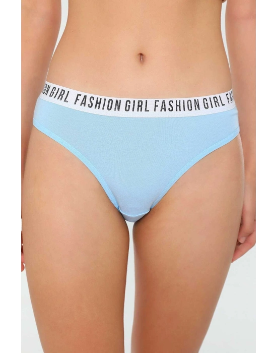 12 Adet Beli Yazılı Lastik Pamuk Kadın Külot