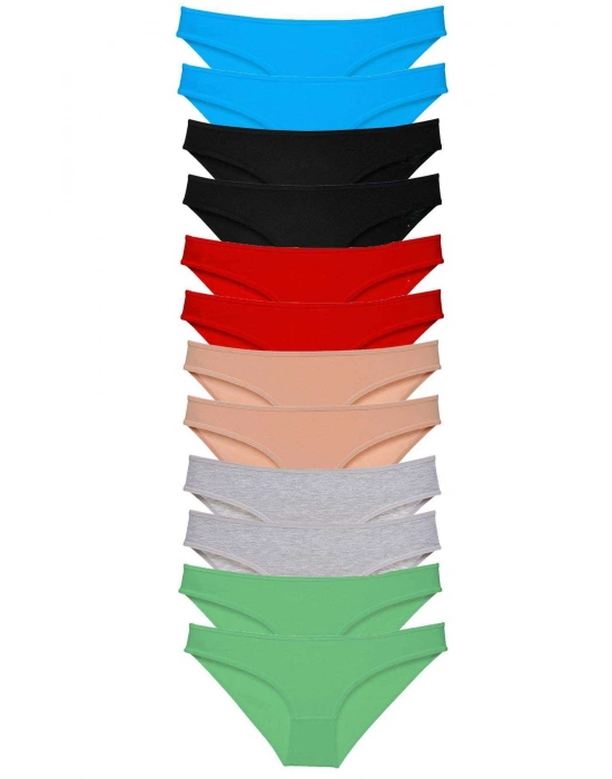 12 adet Eko Set Likralı Kadın Slip Külot Çok Renkli 2