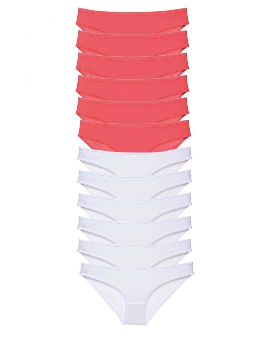 12 adet Eko Set Likralı Kadın Slip Külot Fuşya Beyaz