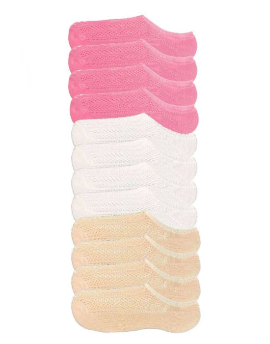 12 Adet Kadın Sneaker Dantelli File Pamuklu Yumuşak Çorap