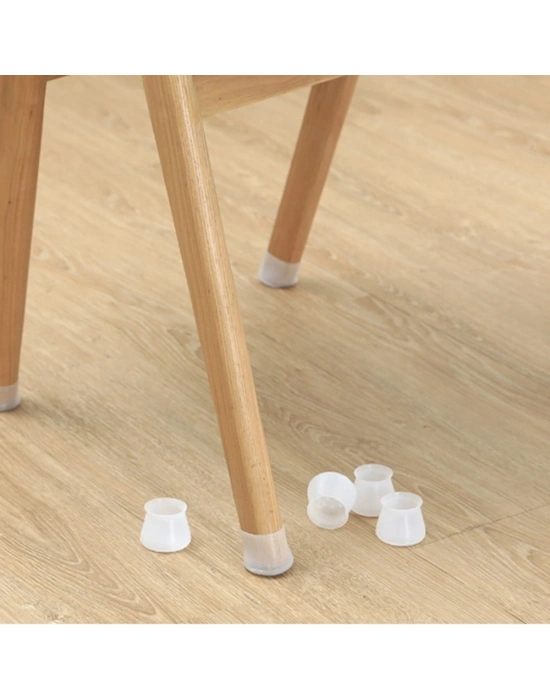 12 Adet Masa Sandalye Mobilya Ayağı Koruyucu Silikon Kılıf -gürültü Emici Parke Koruyucu Silikon