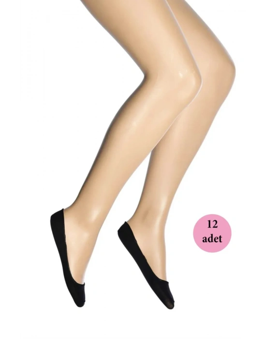 12 Adet Mikro Babet Kadın Çorap Siyah 500