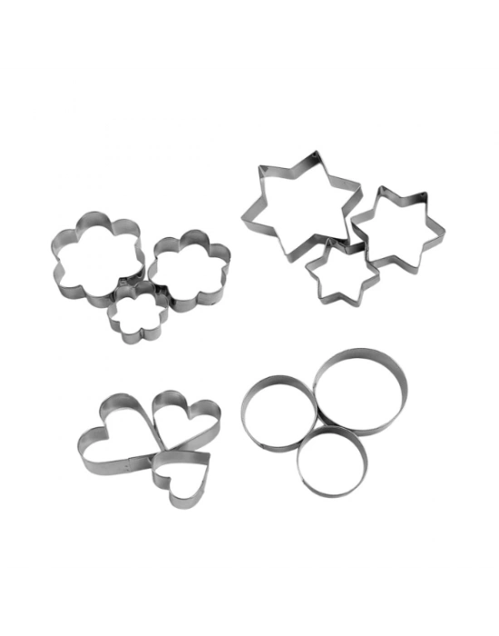 12 Adet Paslanmaz Çelik Kurabiye Kalıbı Seti