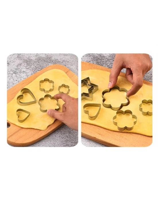 12 Adet Paslanmaz Çelik Kurabiye Kalıbı Seti