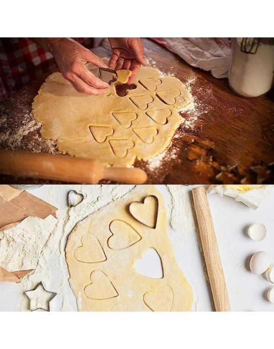 12 Adet Paslanmaz Çelik Kurabiye Kalıbı Seti