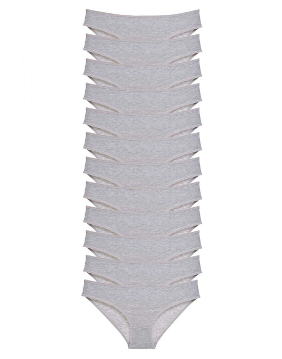 12 adet Süper Eko Set Likralı Kadın Slip Külot Gri