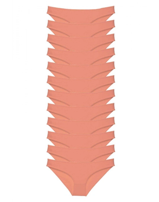 12 adet Süper Eko Set Likralı Kadın Slip Külot Pudra