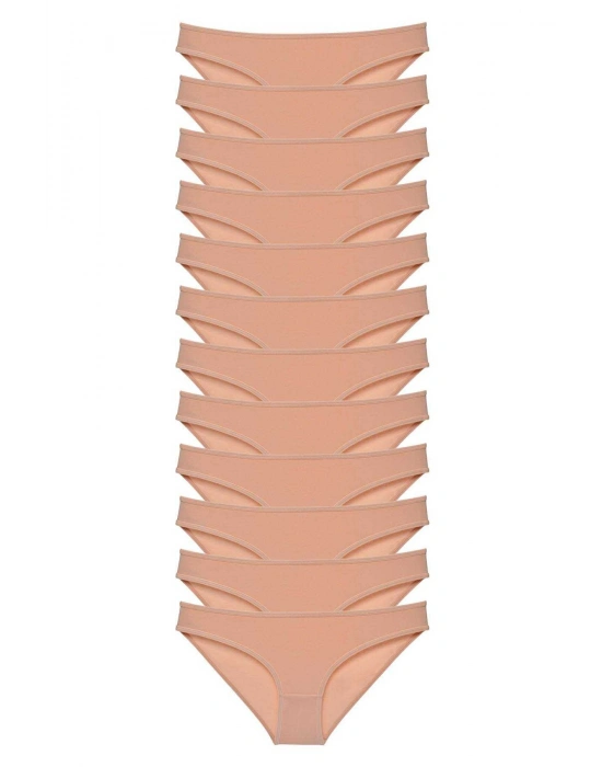 12 adet Süper Eko Set Likralı Kadın Slip Külot Ten