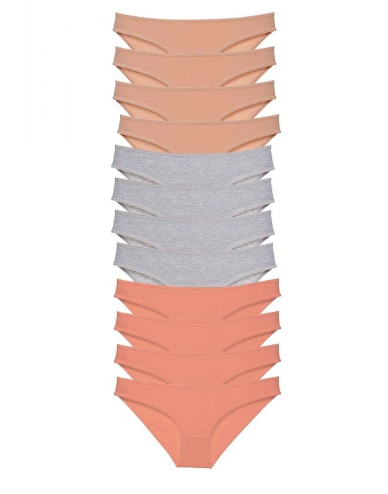 12 adet Süper Eko Set Likralı Kadın Slip Külot Ten Gri Pudra