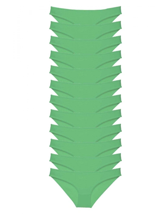 12 adet Süper Eko Set Likralı Kadın Slip Külot Yeşil