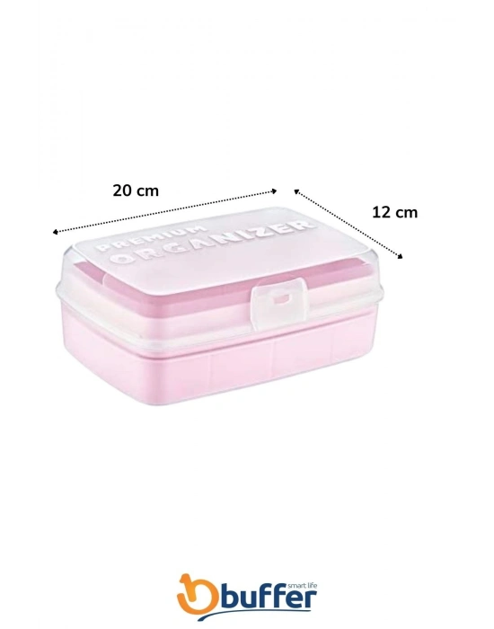 ®  12 Bölmeli Çok Amaçlı Takı Toka Kutusu Dikiş Kutusu Kapaklı Organizer Kutusu Bölmeli Kutu