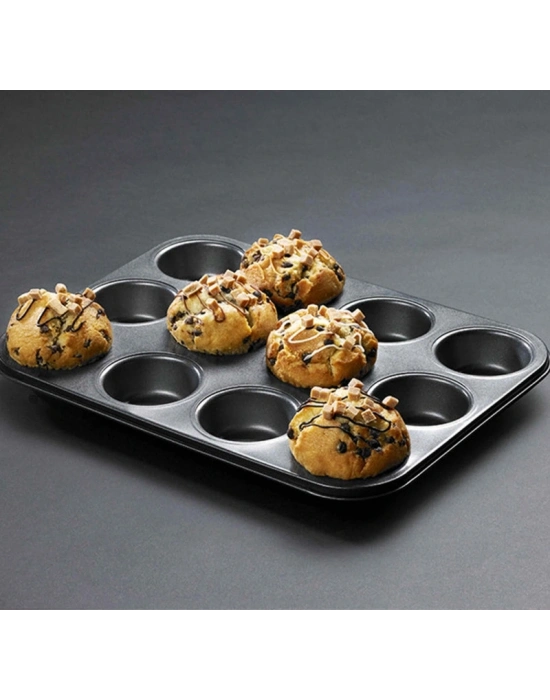 12 Bölmeli Metal Yapışmaz Muffin Kek Kalıbı
