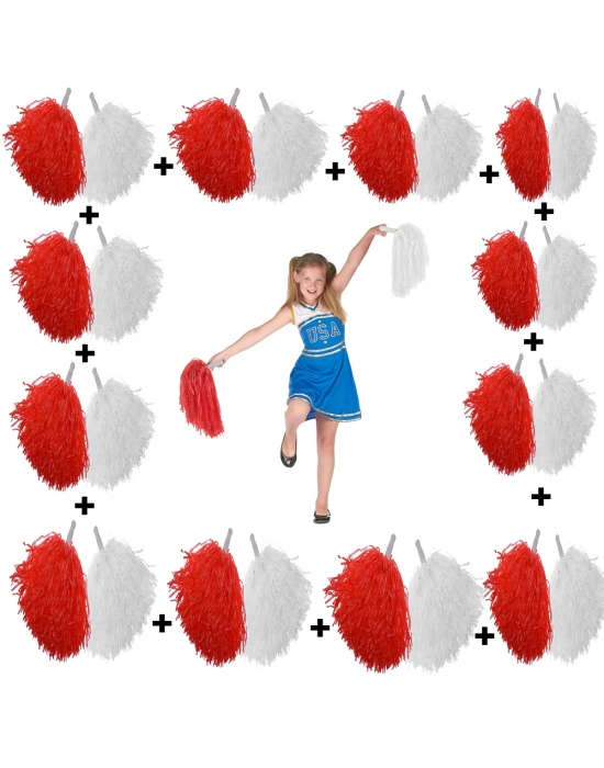 12 Çift Kırmızı-Beyaz Ponpon (24 Adet)