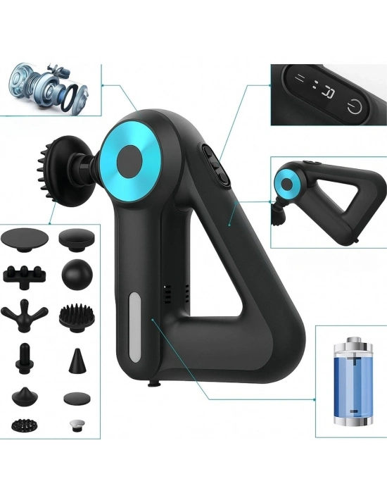 ®  12 Farklı Başlıklı Profesyonel Masaj Tabancası - Kas Gevşetici ve Yorgunluk Giderici Masaj Aleti