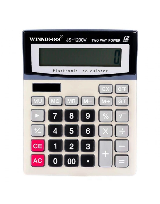 ®  12 Haneli Geniş LCD Ekran, Pilli Büyük Düğmeli Hesap Makinesi