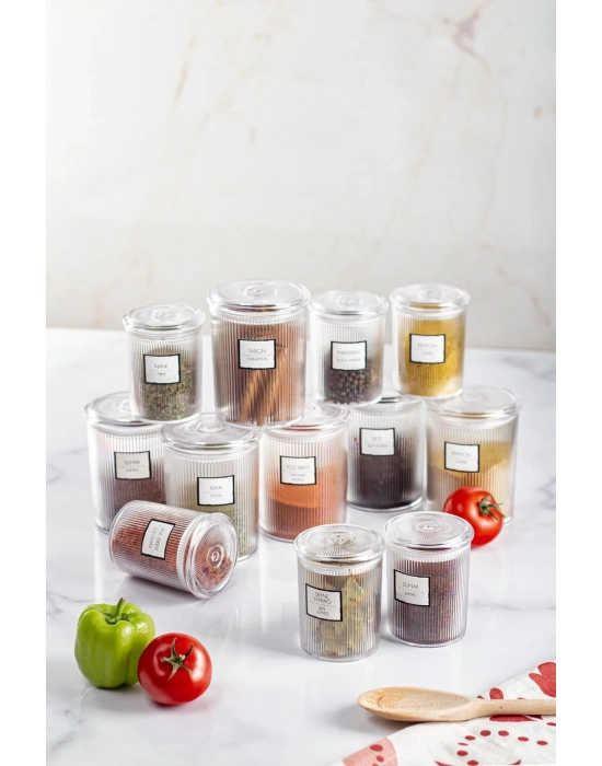 12li Barok Yuvarlak 2 Boy Kavanoz Seti & Saklama Kabı & Erzak Kabı 6*500 ML,6*250 ML)