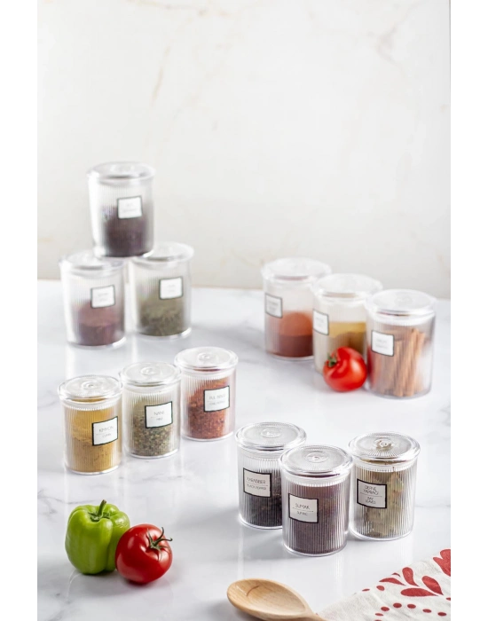 12li Barok Yuvarlak 2 Boy Kavanoz Seti & Saklama Kabı & Erzak Kabı 6*500 ML,6*250 ML)
