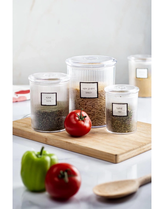 12li Barok Yuvarlak 3 Boy Kavanoz Seti & Saklama Kabı & Erzak Kabı  (4*1000 ML, 4*500 ML,4*250 ML)