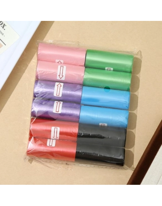 12 li Köpek Dışkı Poşet Düz Renkli Set