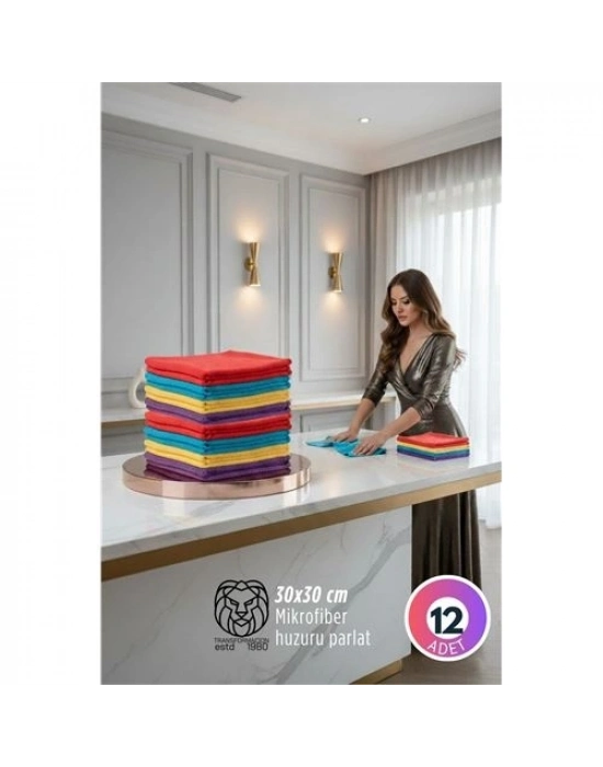 ® 12li Lüks Mikrofiber Bez Seti: İz Bırakmayan Ultra Emici