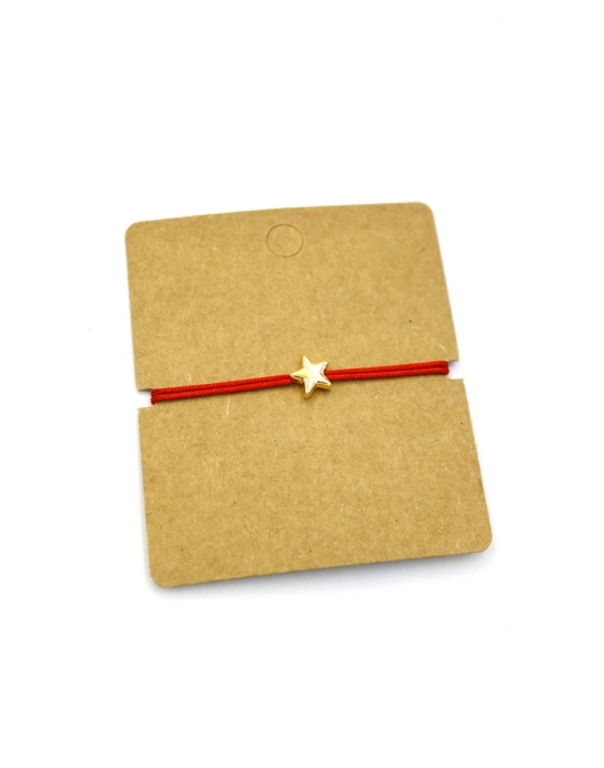 12li Paket Yıldızlı İp  Bileklik - Kırmızı