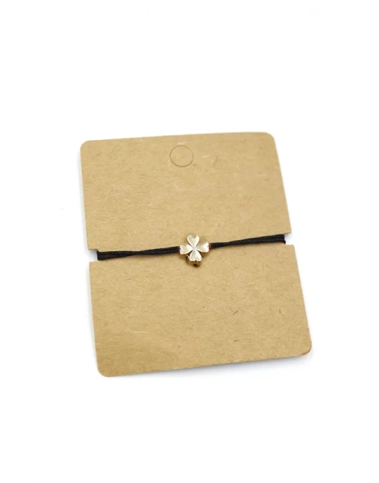 12li Paket Yonca İp Bileklik - Siyah