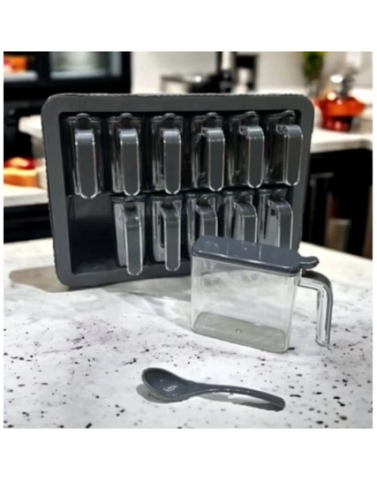 12li Standlı Kaşıklı Baharatlık Seti